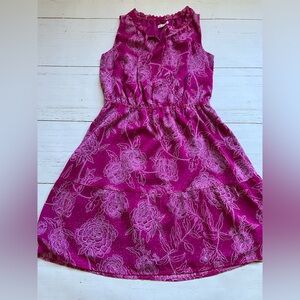 Merona Pink Floral Blouson Dress Size S Sleeveless Boho Whimsy Peasant A Line